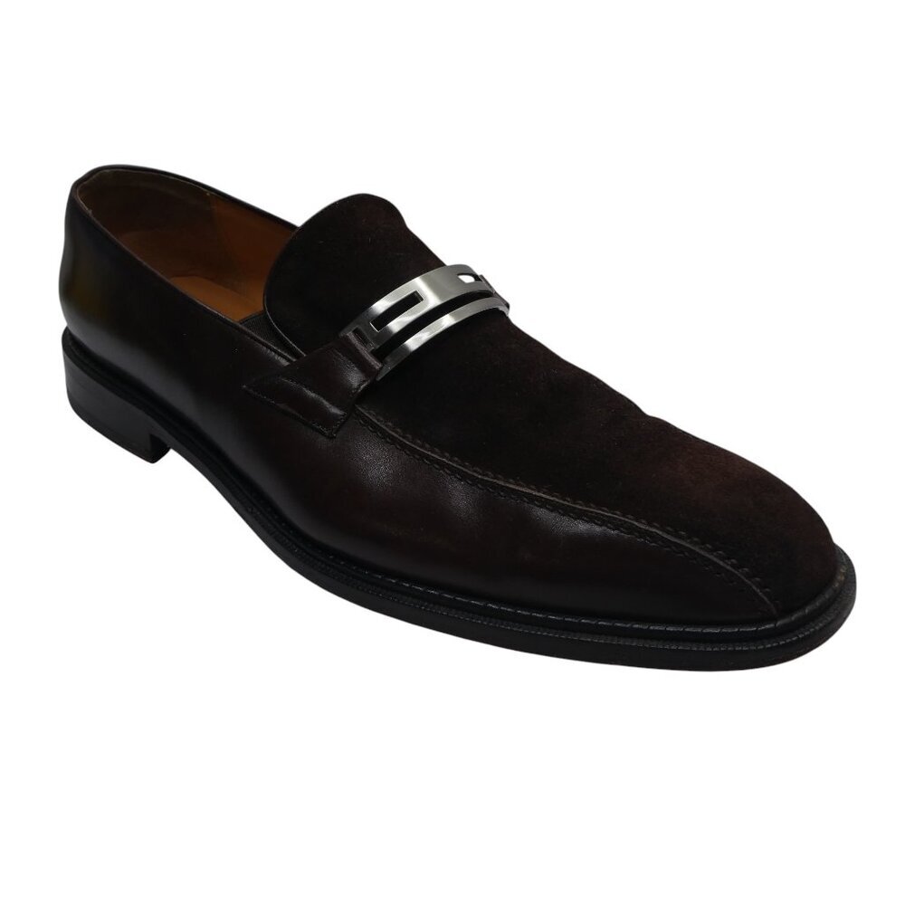 Paolo de Marco‎ Brown Leather Suede Buckle Loafers Dress Shoes Mens 16